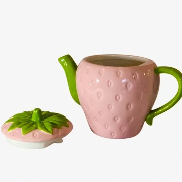 Lang Pink Strawberry Hand Painted Tea Pot & Lid NWT - Picture 4 of 11